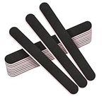 Stadux 12 PCs Professional Nail Files Double Sided Emery Boards 100/180 Grit, Fingernail Files for Natural/False Nails, Nail Styling Set for Home and Salon Use - Black