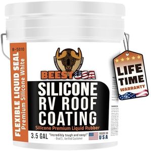 BEEST RV Roof Coating Silicone White, 3.5G Covers up to 117 sq ft (2 Coats)| Liquid Rubber RV Roof Sealant for Trailer, Camper & Metal Building - Elastomeric Repair Coating, EPDM, TPO Sealer, sealant