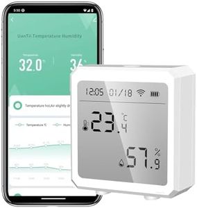 WiFi Temperature Humidity Sensor Tuya Smart Indoor Thermometer Hygrometer Detector,Works with Smart Life App,App and Voice Control (White)