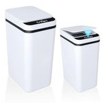 Automatic Trash Can with Lid, 2 Pack Touchless Bathroom Garbage Can -3.1 Gal & 4.7 Gal- Smart Electric Motion Sensor Narrow Garbage Bin Waterproof for Home Kitchen Bathroom Bedroom RVs (White)