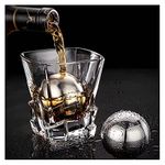 Ecentaur Reusable Stainless Steel Ice Cube Metal Whiskey Stones Ball for Drinks 5.5cm Set of 2