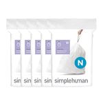 simplehuman Code N Custom Fit Drawstring Trash Bags, 45-50 Liter / 12-13 Gallon, White, 100 Count