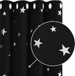 Deconovo Black Curtains Stars Foil Printed Thermal Insulated Curtains Eyelet Blackout Curtains for Bedroom 46 x 54 Inch Black 1 Pair