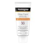 Neutrogena Sunscreen Lotion Clear Face for Acne Prone Skin, SPF 30, Water Resistant, Non Comedogenic & won't cause breakouts, 88 mL