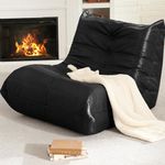 Hobestluk Bean Bag Chair Giant Bean Bag Sofa Chair Bean Bag Chairs for Adults, Leather Beanbag Chair for Living Room Bedroom Dorm Office (Black)