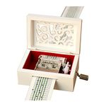 YouTang Vintage Carved Wood Mechanism Musical Box Handcrank Music Box Gift (15 Note-White)