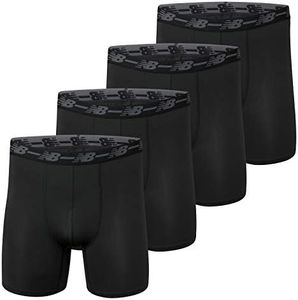 New Balance Men Performance No Fly Boxer Brief (4 Pack), Black/Black/Black/Black, Large