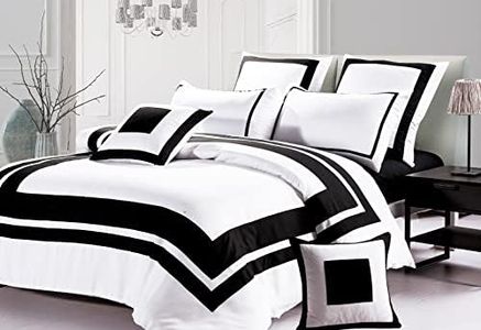 Luxton ABEL Black White Quilt Cover Queen- Hotel-Style Bordered 3pcs Doona Cover Set (Queen Size)