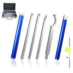 Lathe Tools, Carbide Tipped Wood Turning Tools, Swan Neck Hollower Tools Lathe Rougher Finisher and Detachable Alloy Handle with Diamond Round Square Carbide Inserts