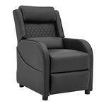 Gaming Recliner Gaming Armchair, Gaming Chair with Footrest and Headrest with Reclining Function for Ultimate Gaming Set Up with Chair Side Pockets in (Black with Black Trim)