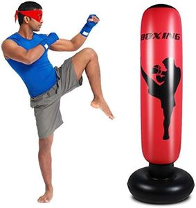 Toddler Heavy Punching Bag for Kids Boxing Bag Standing Kickboxing Bag with Stand Boxing Dummy Adults Inflatable Bopper Toys for Boys Sports Gifts Outdoor for Kids 67 Inches Red