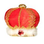 Boland 01237 - King hat, crown, ceremony, red, velvet, soft, gold, gemstones, carnival, Halloween, fancy dress, theme party, fancy dress, theatre, accessory