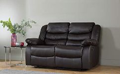 DProT Recliner Sofa Leather bonded Reclining Lazyboy Sofa Suite Sofas Chair 3 2 or 1 Colour Brown (2 Seater Sofa)