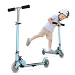 Maxmass Two Wheels Kick Scooter, Height Adjustable Kids Sport Scooters with Light-Up Wheels, Aluminum Folding Outdoor Scooter for Boys Girls, Weight Up to 70kg (Sky Blue)