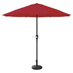 Pure Garden 50-101-RB Patio Umbrella with Auto Tilt – 9 Ft Easy Crank Sun Shade with 19lb Weighted Base, Porch, Backyard, Outdoor, or Pool (Red)