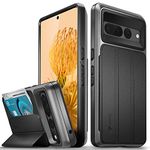 VENA vCommute for Google Pixel 7 Pro Wallet Case, [Military Grade Drop Protection] (2022) Flip Leather Cover Slot Card Holder with Kickstand - Black