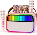 Ankuka Karaoke Machine for Kids Adults, Kids Toys for 3-12 Years Old Girls Birthday Presents, Portable Recording Devices Karaoke Speaker with 2 Microphones Girls Gifts for Girls Party Christmas (Pink)