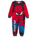 Marvel The Official Spiderman Onesie For Boys Fleece All In One Kids Pyjamas Pjs Zipped Loungewear Size Red 7-8 Years