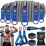 Resistance Bands Set Men, 350lbs Heavy Exercise Bands with Handles, Door Anchor, Ankle Straps, Home Gym Workout Equipment for Strength Training, Stretching, physiotherapy (blue)