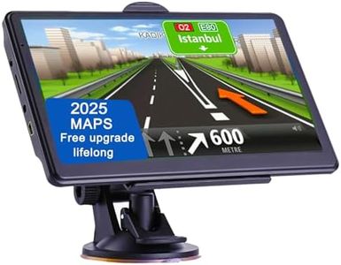 GPS Navigator for Car Truck RV, Latest 2025 Map, 7 inch Touch Screen Real Voice Spoken Turn-by-Turn Direction Reminding Navigation System for Cars, Vehicle GPS with Speed and Red Light Warning
