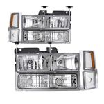 JSBOYAT Headlights Assembly For 1994 1995 1996 1997 1998 Chevy Silverado 94 95 96 97 98 Tahoe Suburban C10 Headlamp Pair Chrome Housing Headlight Corner Bumper