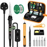 Soldering Iron Kit 80W LCD Adjustable Temperature 180-520°C, 13 in 1 Electric Soldering Iron Kit Welding Tool, Solder Wire, 5 Soldering Tips, Desoldering Pump, Wire Stripper Cutter, Stand, Tweezer