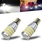 iBrightstar Newest 9-30V Flashing Strobe Blinking LED Reverse Lights 912 921 W16W T15 906 LED Bulbs with Projector Replacement for Back Up Reverse Lights, Xenon White