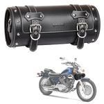 Motorcycle PVC Leather Tool Bag -Universal Fork Bag, Motorcycle Handlebar Bag Motorcycle Tool Bag Motorcycle Roll Bag Saddlebags Handlebar Bag Sissy Bar Storage Tool Bag with 2 Straps (Black)