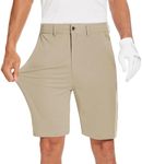 JWM Mens 7"/9" Stretch Golf Shorts - Lightweight Hybrid Casual Dress Work Flat Front Shorts with 5 Pockets Quick Dry UPF50 Khaki