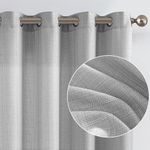 jinchan Curtains Linen Textured Casual Weave Curtain for Living Room 84 Inches Long Grommet Top Light Filtering Window Drapes Panels for Bedroom Heathered Light Grey 2 Panels Curtains