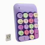 Seaciyan Wireless Number Pad, Ergonomic Cute Colorful Retro Mini Portable Numeric Keypad, 2.4G Cordless External Keyboard for Computer, Laptop (Purple)