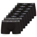 FM London (4/8-Pack) Mens Boxers with Elastic Waist - Soft Boxer Shorts Men, Stretch Fit Mens Underwear for Everyday Wear - Fitted Hipster Boxers for Men,Black (8 Pack),L