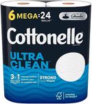 Cottonelle Ultra Clean Toilet Paper, Strong Bath Tissue, 6 Mega Rolls (6 Mega Rolls = 24 regular rolls), 312 Sheets per Roll