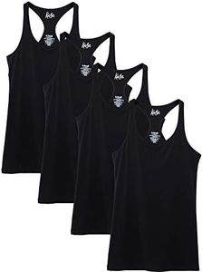 Kalon Women's 4-Pack Racerback Shelf Bra Camisole Base Layer (Small, 4PK Black)