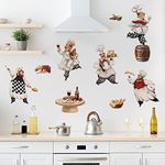 Mfault Italian Fat Chefs Wall Decals Stickers, Funny Cooker Baker Food Cooking Decorations Kitchen Art, Home Dining Room Restaurant Decor