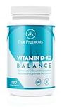 TRUE PROTOCOLS - Vitamin D-K2 Balance - Vitamin D3 (1000 IU) + Vitamin K2 MK7 (120 mcg) + Vitamin A (500 IU) - 120 Bioavailable Softgels – For Strong Bones & Improved Muscle Function - 100% Non-GMO D3 K2 A Supplement