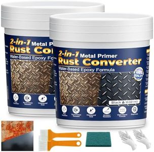 Black Rust Converter for Metal, 2-in-1 Rust Inhibitor Paint & Metal Primer Water-Based Rust Remover for Cars, Trailers, Fences, Industrial Tools, Long-Lasting Barrier 70oz