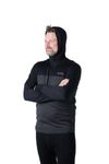 Woolove Men's 100% Merino Wool Quarter Zip Hoodie Base Layer Pullover Sweater - Thermal, Moisture-Wicking, Breathable (Black & Charcoal, Medium)