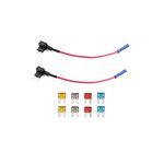 KOLACEN Automotive Car Truck 2 Pieces 16 Gauge Add-a-Circuit Fuse TAP Adapter for Mini Blade Type Fuse + 8 Pieces Mini Fuse 5Apm 7.5Apm10Apm 15Apm