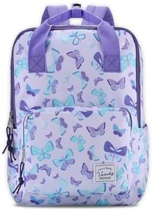 Toddler Tote Backpacks Kids, Lightweight Water Resistant Preschool Backpack for Children Girls w Chest Strap Butterflies