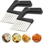 Goping Potato Crinkle Cutter Chipper Stainless Steel French Fry Slicer Vegetable Choppers 2 Pack Family Share Kids Loving Crinkle Easy Grip Weaning Veg