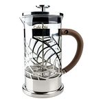 Café Olé BM-06C Floral Cafetière, 800ml 2 Cup 18/10 Stainless Steel French Press Coffee Maker, Silver