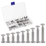 sourcing map 9 Sizes Phillips Screw Post Fit for 3/16"(5mm) Hole Dia, Male M4x5mm Binding Bolts Leather Album Fastener Kit Silver Tone 90 Sets