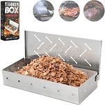 Smoker Box for BBQ Grill Wood Chips -Smoker Grill Accessories - Charcoal & Gas Barbecue Meat Smoking with Hinged Lid - Best Grilling Accessories & Utensils Gift for Dad