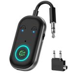 OQIMAX Bluetooth 5.3 Transmitter Receiver, 2-in-1 Airplane Wireless Audio Adapter with Dual Connection, 13Hr Playtime, Plug and Play, Portable Bluetooth Headphone Adapter for TV, PC