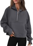 AUTOMET Womens Hoodies Half Zip Sweatshirts Fleece Jackets Tops Oversized Pullover Fall Outfits 2024 Winter Fashion Clothes DarkGrey L