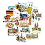 Navy Peony Gorgeous Germany Travel Stickers (29 Pieces) - Watercolor, Waterproof, Country Themed | Iconic Vacation Decals for Journals, Scrapbooks, Water Bottles