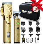 FADEKING® Professional Hair Clippers for Men - Cordless Beard Trimmer for Men, LCD Display Hair Clippers and Trimmer Set for Barber Haircut & Mens Grooming with Travel Case