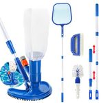 Pool Vacuum Cleaner, Portable Jet Vacuum Head Pool Maintenance Kit, Pool Cleaning Kit with Adjustable Telescopic Pole(112cm), Scrubbing Brush, Sponge Brush and Skimmer Net for Leaves, Dirt, Sand, Silt