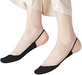 5 Pairs Sling Liner Socks, Women's Ultra Low Cut No Show Half Liner Socks with Slingback, Non Slip Hidden Invisible Socks for Heels, Toe Topper Liner Half Socks for Women,Black